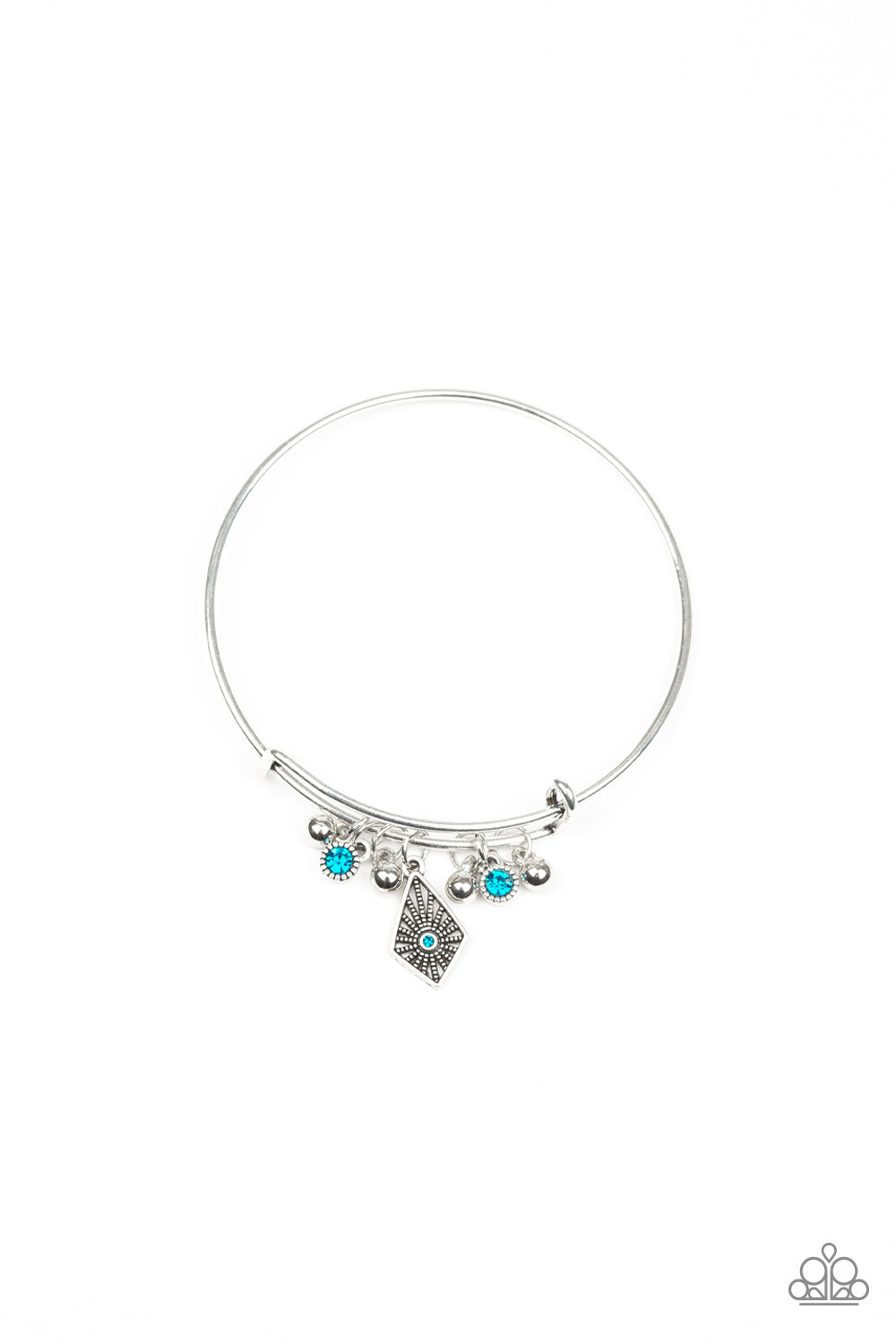 &lt;P&gt;A collection of shimmery silver beads and glittery blue rhinestone accents slide along a sleek bar fitting, creating whimsical charms as they glide along the dainty silver bangle. &lt;/P&gt;

&lt;P&gt;&lt;I&gt; Sold as one individual bracelet.&lt;/I&gt;&lt;/p&gt;


&lt;img src=\&quot;https://d9b54x484lq62.cloudfront.net/paparazzi/shopping/images/517_tag150x115_1.png\&quot; alt=\&quot;New Kit\&quot; align=\&quot;middle\&quot; height=\&quot;50\&quot; width=\&quot;50\&quot;/&gt;