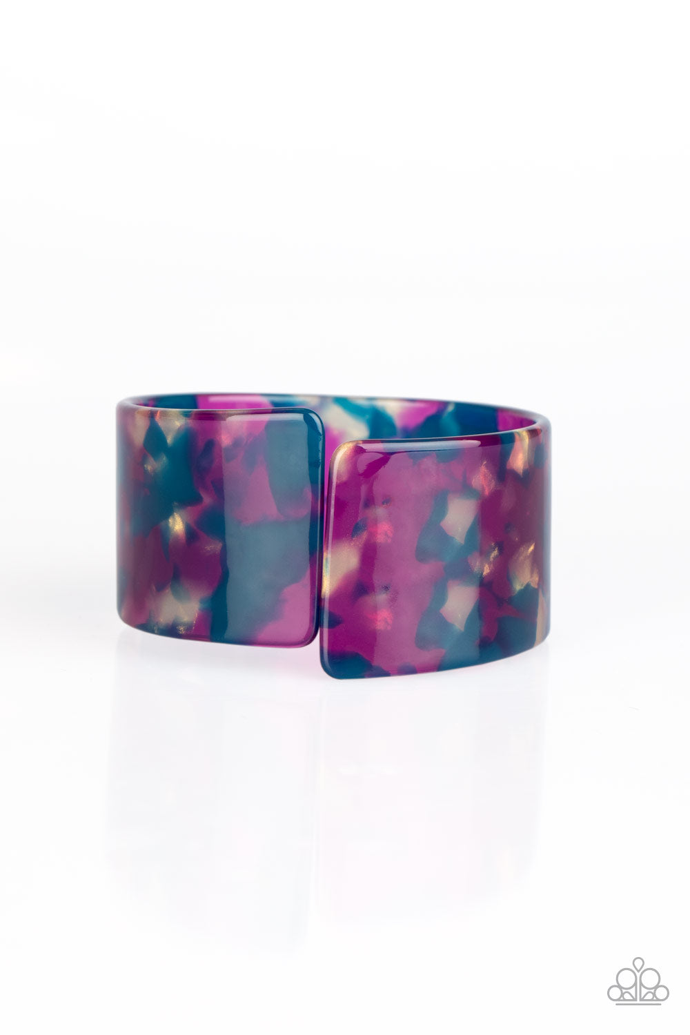 &lt;P&gt;Smudged in blue and purple, an iridescent acrylic cuff asymmetrically wraps around the wrist, creating a tilted opening for a retro finish.&lt;/P&gt;  

&lt;P&gt; &lt;I&gt;Sold as one individual bracelet.&lt;/I&gt;  &lt;/P&gt;


&lt;img src=\&quot;https://d9b54x484lq62.cloudfront.net/paparazzi/shopping/images/517_tag150x115_1.png\&quot; alt=\&quot;New Kit\&quot; align=\&quot;middle\&quot; height=\&quot;50\&quot; width=\&quot;50\&quot;/&gt;