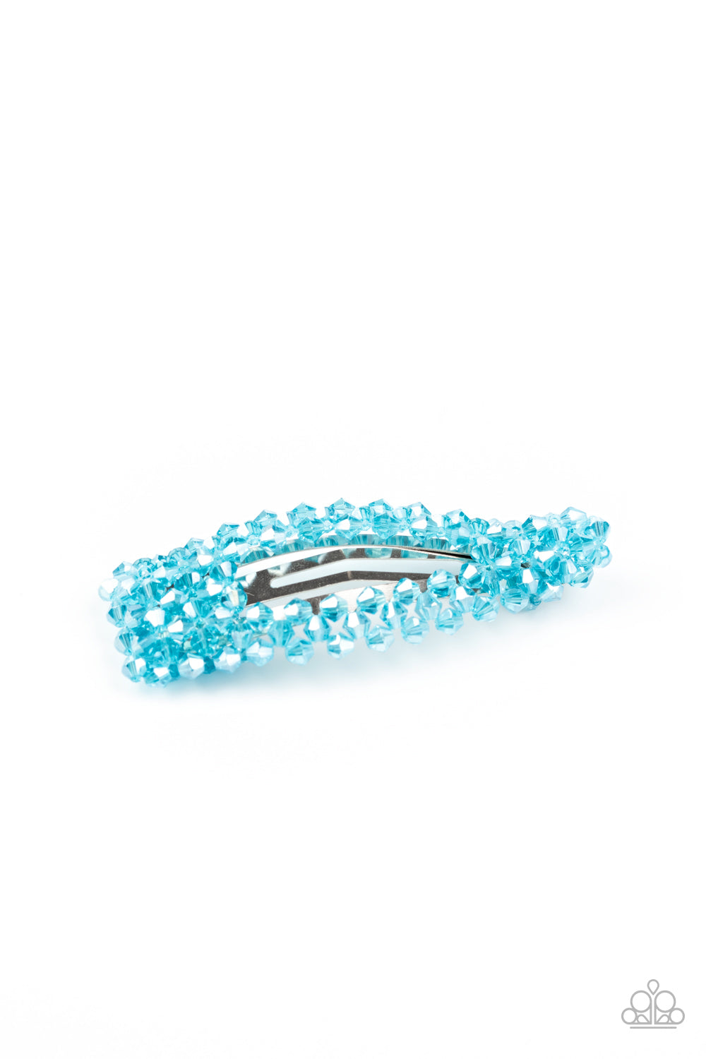 &lt;P&gt; Faceted blue crystal-like beads bedazzle the front of a silver hair clip, creating a glittering piece. Features a standard snap hair clip on the back.&lt;/P&gt;

&lt;P&gt;&lt;I&gt;Sold as one individual hair clip.&lt;/I&gt;&lt;/P&gt;


&lt;img src=\&quot;https://d9b54x484lq62.cloudfront.net/paparazzi/shopping/images/517_tag150x115_1.png\&quot; alt=\&quot;New Kit\&quot; align=\&quot;middle\&quot; height=\&quot;50\&quot; width=\&quot;50\&quot;/&gt;