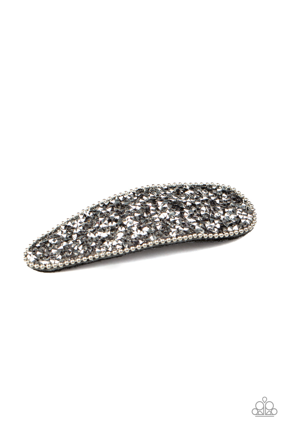 &lt;P&gt; Bordered in shiny silver ball chain, a glittery collision of hematite rhinestones are encrusted across the front of a sparkly frame for a glamorous finish. Features a standard hair clip.&lt;/P&gt;

&lt;P&gt;&lt;I&gt;Sold as one individual hair clip.  &lt;/I&gt;&lt;/P&gt;


&lt;img src=\&quot;https://d9b54x484lq62.cloudfront.net/paparazzi/shopping/images/517_tag150x115_1.png\&quot; alt=\&quot;New Kit\&quot; align=\&quot;middle\&quot; height=\&quot;50\&quot; width=\&quot;50\&quot;/&gt;
