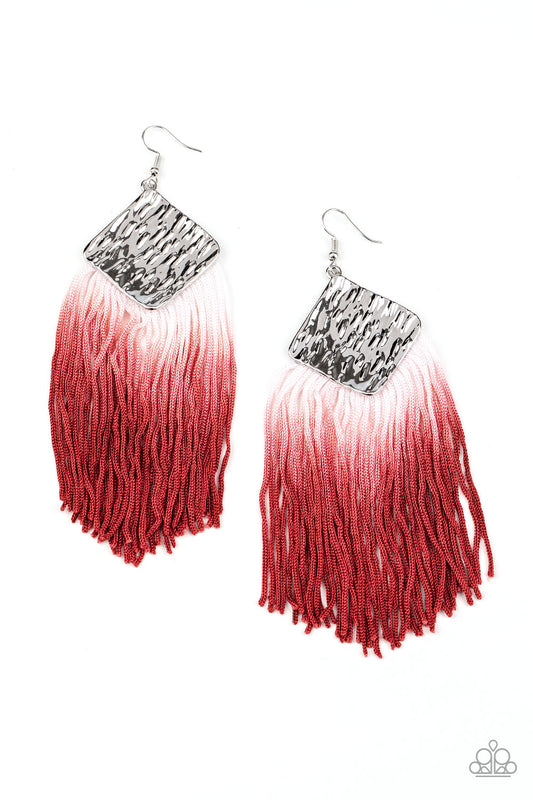 &lt;P&gt;Fading from white to Samba, shiny thread dances from the bottom of a hammered silver frame, creating a flirtatious fringe. Earring attaches to a standard fishhook fitting.&lt;/P&gt;  

&lt;P&gt; &lt;I&gt;  Sold as one pair of earrings. &lt;/I&gt;  &lt;/P&gt;

&lt;img src=\&quot;https://d9b54x484lq62.cloudfront.net/paparazzi/shopping/images/517_tag150x115_1.png\&quot; alt=\&quot;New Kit\&quot; align=\&quot;middle\&quot; height=\&quot;50\&quot; width=\&quot;50\&quot;/&gt;