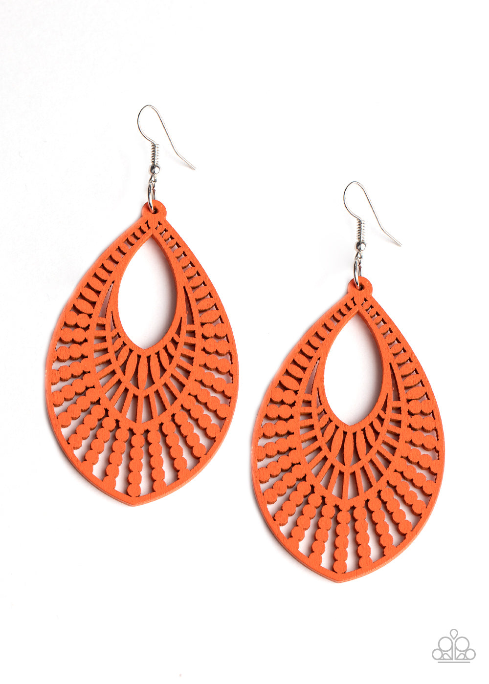 &lt;P&gt;Brushed in a refreshing orange finish, an airy wooden frame is cut into a stenciled teardrop lure for a summery flair. Earring attaches to a standard fishhook fitting.&lt;/P&gt;  

&lt;P&gt; &lt;I&gt;  Sold as one pair of earrings. &lt;/I&gt;  &lt;/P&gt;


&lt;img src=\&quot;https://d9b54x484lq62.cloudfront.net/paparazzi/shopping/images/517_tag150x115_1.png\&quot; alt=\&quot;New Kit\&quot; align=\&quot;middle\&quot; height=\&quot;50\&quot; width=\&quot;50\&quot;/&gt;