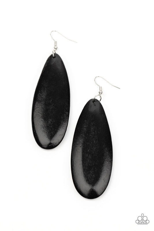 &lt;P&gt;Painted in a shiny black finish, an imperfect wooden teardrop swings from the ear for a tropical inspired look. Earring attaches to a standard fishhook fitting.&lt;/P&gt;  

&lt;P&gt; &lt;I&gt;  Sold as one pair of earrings. &lt;/I&gt;  &lt;/P&gt;

&lt;img src=\&quot;https://d9b54x484lq62.cloudfront.net/paparazzi/shopping/images/517_tag150x115_1.png\&quot; alt=\&quot;New Kit\&quot; align=\&quot;middle\&quot; height=\&quot;50\&quot; width=\&quot;50\&quot;/&gt;