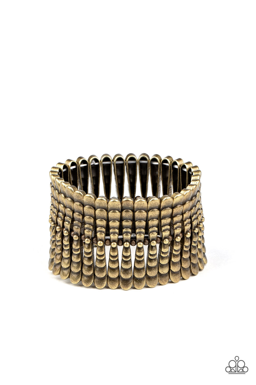 &lt;P&gt;Infused with dainty brass beads, rippling brass bars are threaded along stretchy bands around the wrist, creating a rustic centerpiece.
&lt;/P&gt;  

&lt;P&gt; &lt;I&gt;Sold as one individual bracelet.&lt;/I&gt;  &lt;/P&gt;


&lt;img src=\&quot;https://d9b54x484lq62.cloudfront.net/paparazzi/shopping/images/517_tag150x115_1.png\&quot; alt=\&quot;New Kit\&quot; align=\&quot;middle\&quot; height=\&quot;50\&quot; width=\&quot;50\&quot;/&gt;