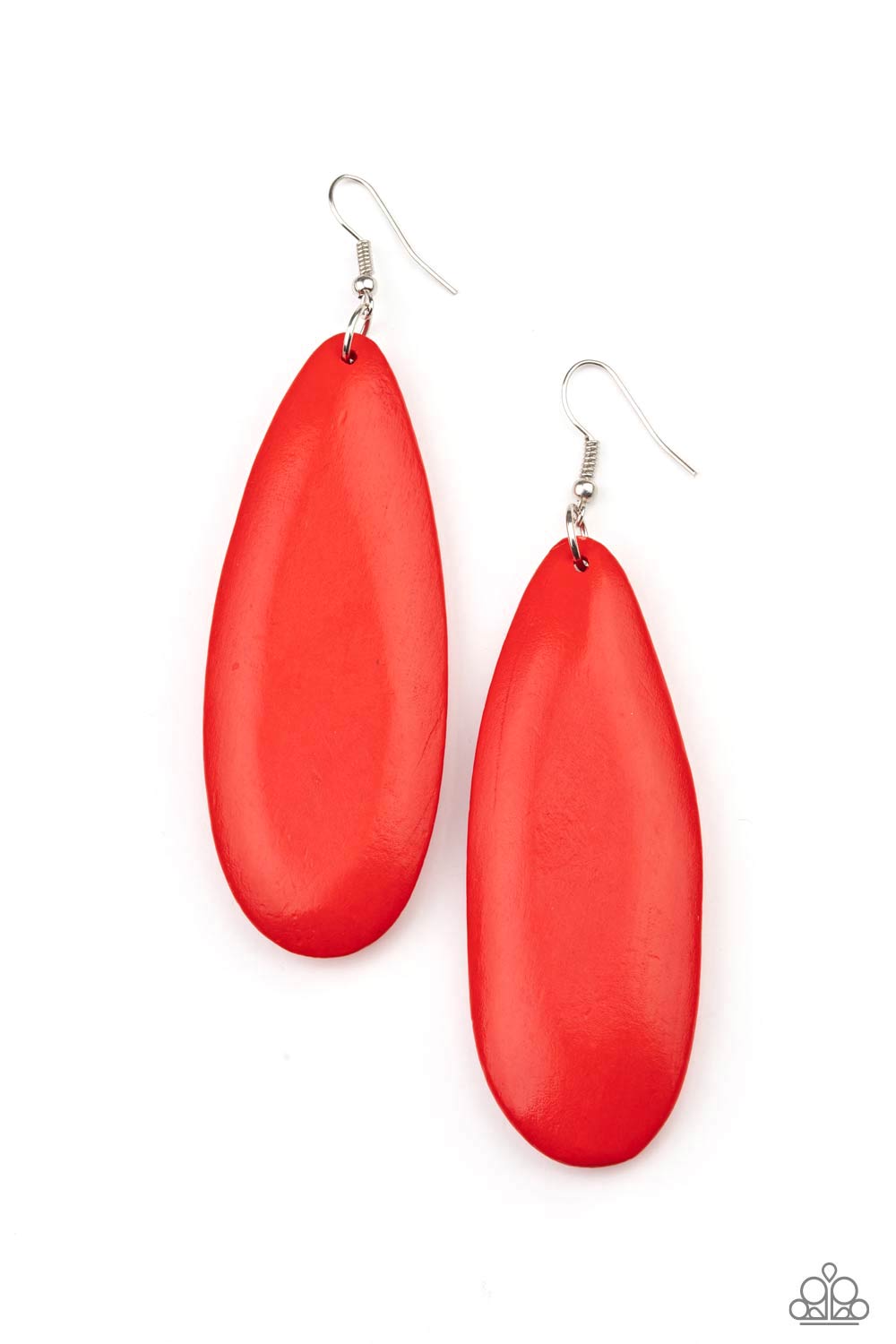 &lt;P&gt;Painted in a shiny red finish, an imperfect wooden teardrop swings from the ear for a tropical inspired look. Earring attaches to a standard fishhook fitting.&lt;/P&gt;  

&lt;P&gt; &lt;I&gt;  Sold as one pair of earrings. &lt;/I&gt;  &lt;/P&gt;

&lt;img src=\&quot;https://d9b54x484lq62.cloudfront.net/paparazzi/shopping/images/517_tag150x115_1.png\&quot; alt=\&quot;New Kit\&quot; align=\&quot;middle\&quot; height=\&quot;50\&quot; width=\&quot;50\&quot;/&gt;