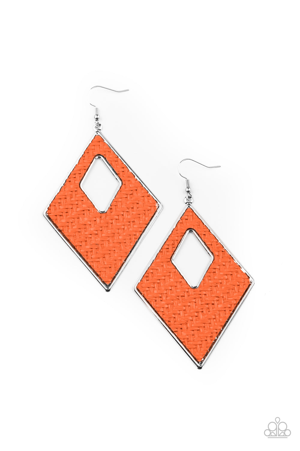&lt;P&gt;Featuring a wicker-like pattern, shiny Amberglow thread weaves across the front of a silver diamond-shape frame for a trendsetting look. Earring attaches to a standard fishhook fitting.&lt;/P&gt;  

&lt;P&gt; &lt;I&gt;  Sold as one pair of earrings. &lt;/I&gt;  &lt;/P&gt;


&lt;img src=\&quot;https://d9b54x484lq62.cloudfront.net/paparazzi/shopping/images/517_tag150x115_1.png\&quot; alt=\&quot;New Kit\&quot; align=\&quot;middle\&quot; height=\&quot;50\&quot; width=\&quot;50\&quot;/&gt;