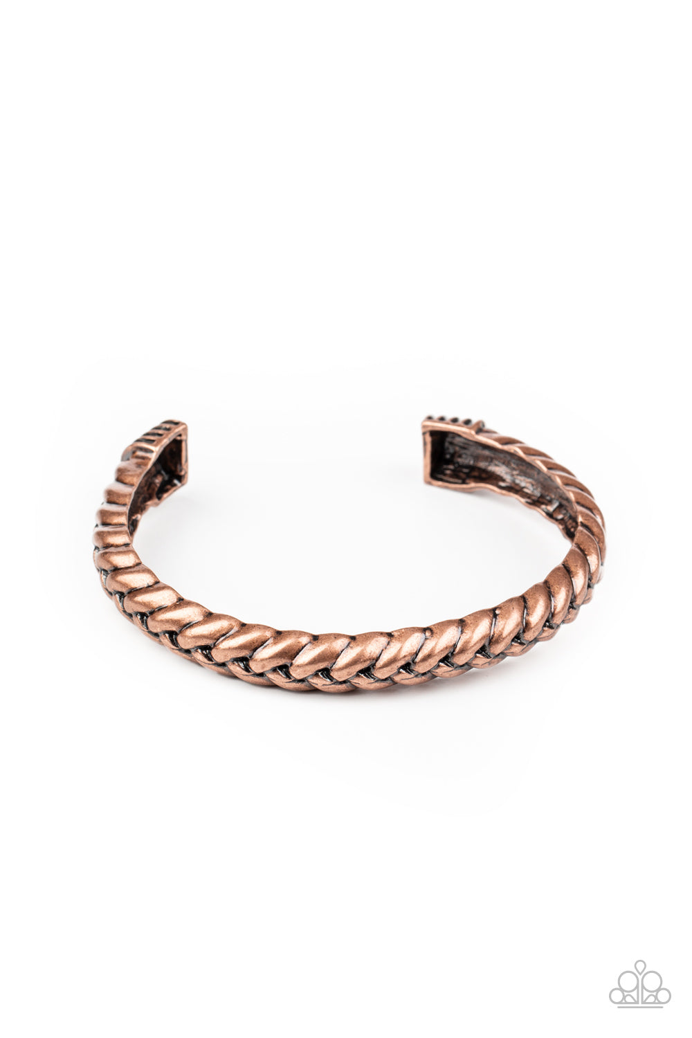 &lt;P&gt; Infused with decorative copper fittings, antiqued copper bars thickly weave into a bold industrial cuff around the wrist.&lt;/P&gt;  

&lt;P&gt; &lt;I&gt;Sold as one individual bracelet. &lt;/I&gt;&lt;/P&gt;

&lt;img src=\&quot;https://d9b54x484lq62.cloudfront.net/paparazzi/shopping/images/517_tag150x115_1.png\&quot; alt=\&quot;New Kit\&quot; align=\&quot;middle\&quot; height=\&quot;50\&quot; width=\&quot;50\&quot;/&gt;