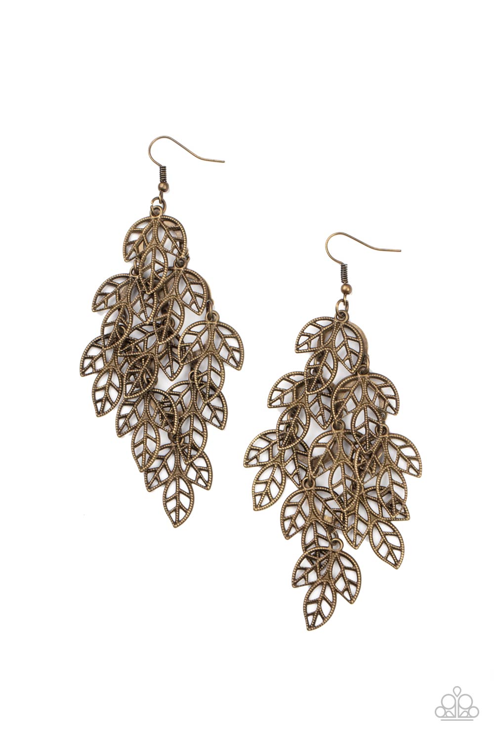 &lt;P&gt;Brushed in a rustic finish, trios of brass leaves cascade from a metallic netted backdrop, creating a seasonal tassel. Earring attaches to a standard fishhook fitting. &lt;/P&gt;  

&lt;P&gt; &lt;I&gt;  Sold as one pair of earrings. &lt;/I&gt;  &lt;/P&gt;


&lt;img src=\&quot;https://d9b54x484lq62.cloudfront.net/paparazzi/shopping/images/517_tag150x115_1.png\&quot; alt=\&quot;New Kit\&quot; align=\&quot;middle\&quot; height=\&quot;50\&quot; width=\&quot;50\&quot;/&gt;