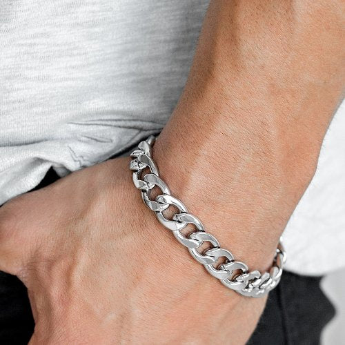 &lt;p&gt;A thick strand of silver curb link chain is wrapped around the wrist for a classic look. Features an adjustable clasp closure.
&lt;/p&gt;  

&lt;p&gt; &lt;i&gt;Sold as one individual bracelet. &lt;/i&gt;&lt;/p&gt;

&lt;img src=\&quot;https://d9b54x484lq62.cloudfront.net/paparazzi/shopping/images/517_tag150x115_1.png\&quot; alt=\&quot;New Kit\&quot; align=\&quot;middle\&quot; height=\&quot;50\&quot; width=\&quot;50\&quot;&gt;