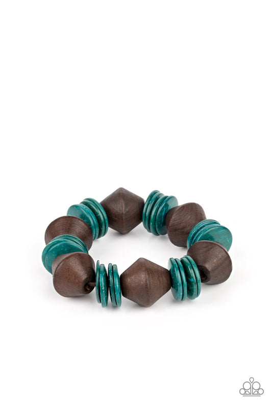 &lt;p&gt;Blue wooden discs and chunky brown wooden beads are threaded along a stretchy band around the wrist, creating a summery look. &lt;/p&gt;

&lt;p&gt;&lt;i&gt; Sold as one individual bracelet. &lt;/i&gt;&lt;/p&gt;


&lt;img src=\&quot;https://d9b54x484lq62.cloudfront.net/paparazzi/shopping/images/517_tag150x115_1.png\&quot; alt=\&quot;New Kit\&quot; align=\&quot;middle\&quot; height=\&quot;50\&quot; width=\&quot;50\&quot;&gt;